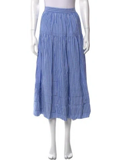 Pre-owned Doen Striped Long Skirt In Blue