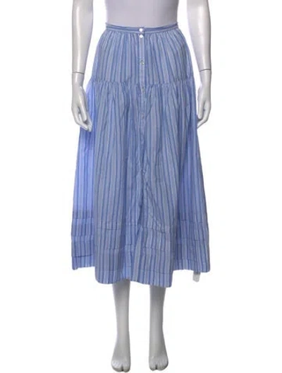 Pre-owned Doen Striped Long Skirt In Blue