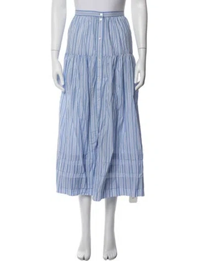 Pre-owned Doen Striped Long Skirt In Blue/white