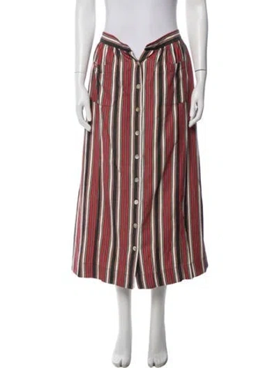 Pre-owned Doen Striped Long Skirt In Multi