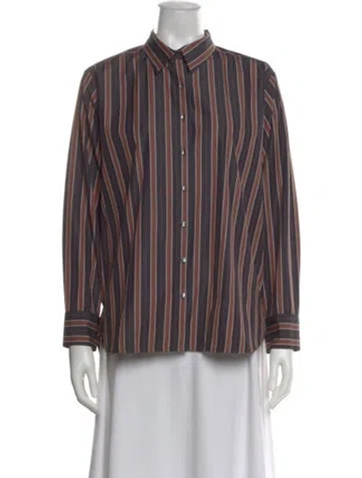 Pre-owned Doen Striped Long Sleeve Blouse In Multi