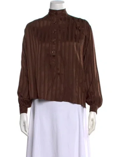 Pre-owned Doen Striped Long Sleeve Blouse In Red