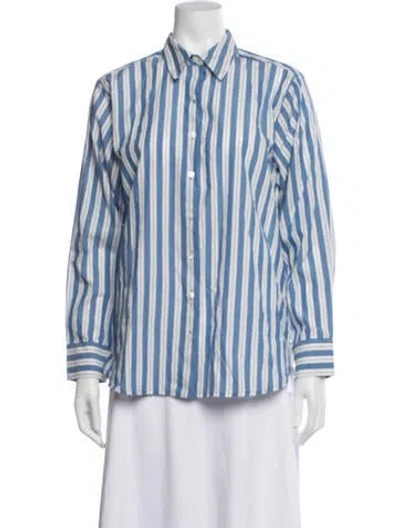 Pre-owned Doen Striped Long Sleeve Blouse W/ Tags In Blue
