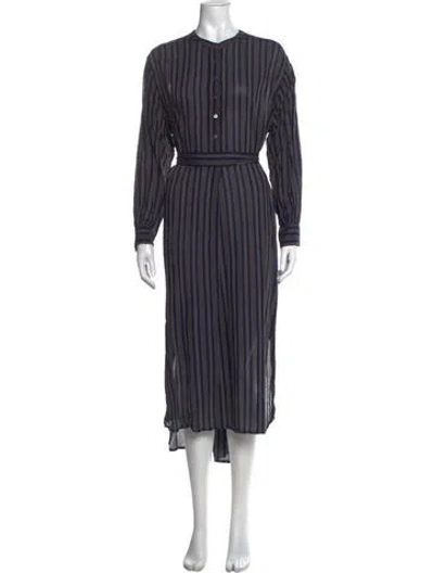 Pre-owned Doen Striped Midi Length Dress In Blue
