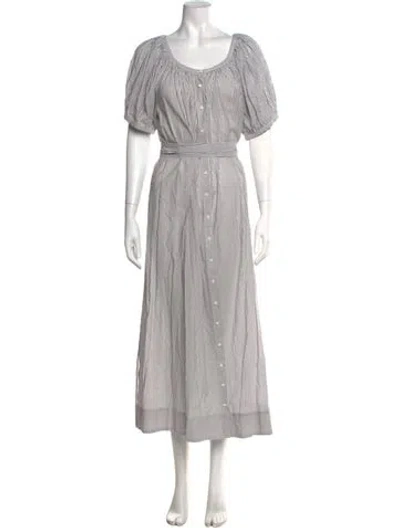 Pre-owned Doen Striped Midi Length Dress W/ Tags In Gray