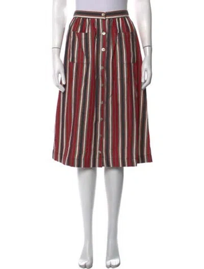 Pre-owned Doen Striped Midi Length Skirt In Black/red