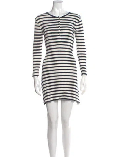 Pre-owned Doen Striped Mini Dress In Blue