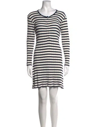 Pre-owned Doen Striped Mini Dress In Blue