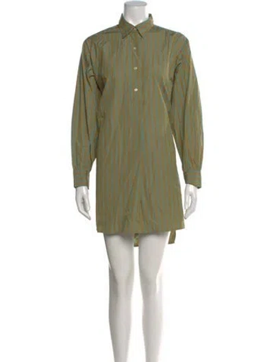 Pre-owned Doen Striped Mini Dress In Green