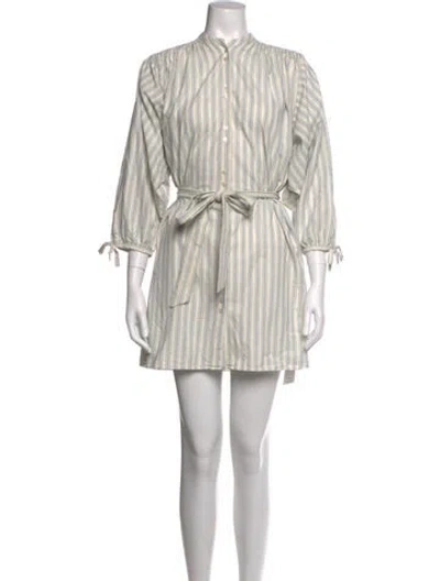 Pre-owned Doen Striped Mini Dress In White