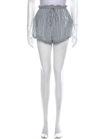 Pre-owned Doen Striped Mini Shorts In Blue