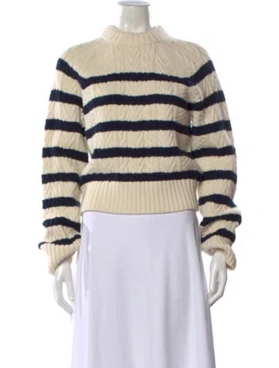 Pre-owned Doen Striped Mock Neck Sweater In Neutral