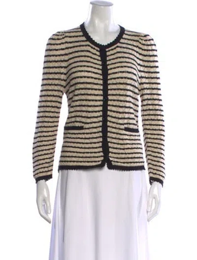 Pre-owned Doen Striped Open Front Sweater In Neutral