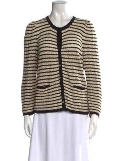 Pre-owned Doen Striped Open Front Sweater In Neutral