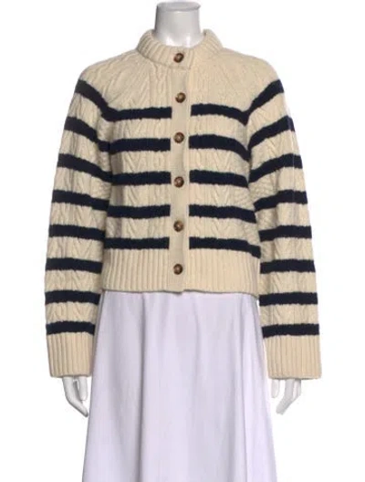 Pre-owned Doen Striped Open Front Sweater In Neutral