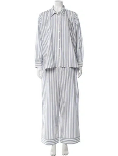 Pre-owned Doen Striped Pant Set In White