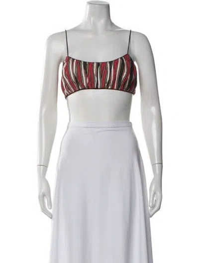 Pre-owned Doen Striped Scoop Neck Crop Top In Multicolor