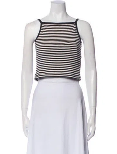 Pre-owned Doen Striped Square Neckline Crop Top In Blue