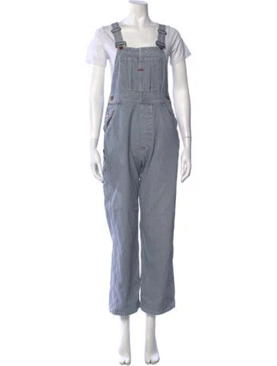 Pre-owned Doen Striped Square Neckline Overalls In Blue