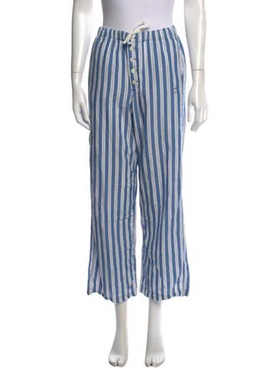 Pre-owned Doen Striped Straight Leg Pants In Blue