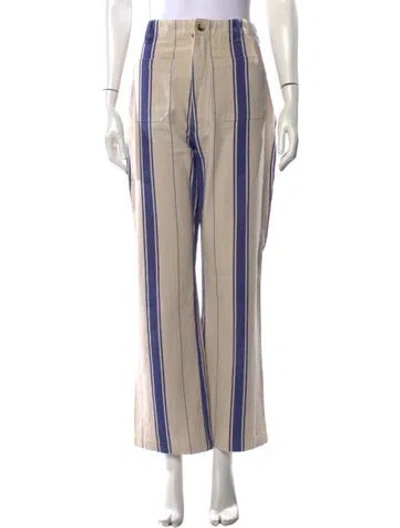 Pre-owned Doen Striped Straight Leg Pants In Neutrals