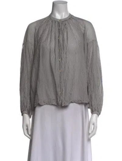 Pre-owned Doen Striped V-neck Blouse In Grey