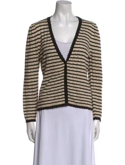 Pre-owned Doen Striped V-neck Sweater In Neutral