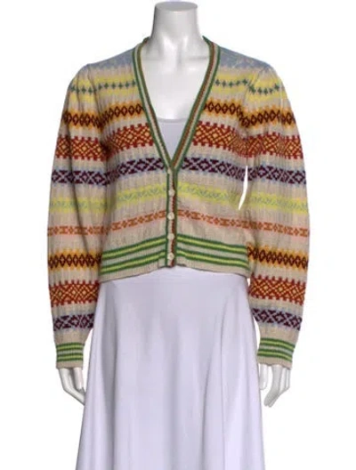 Pre-owned Doen Striped V-neck Sweater In Neutral