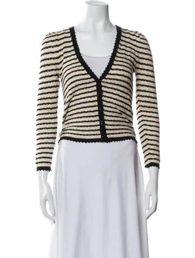 Pre-owned Doen Striped V-neck Sweater In Neutral