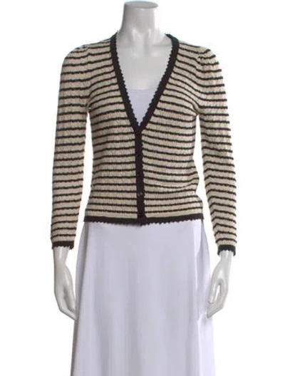 Pre-owned Doen Striped V-neck Sweater In Neutral