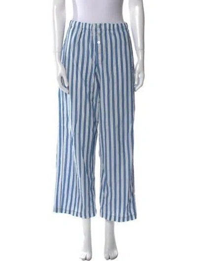 Pre-owned Doen Striped Wide Leg Pants In Blue