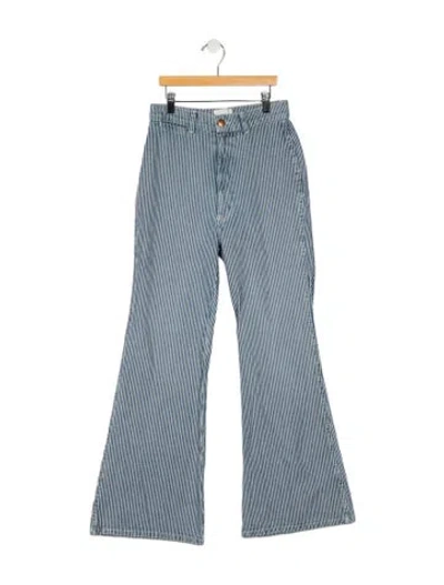 Pre-owned Doen Striped Wide Leg Pants In Blue