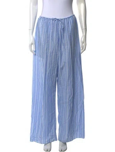 Pre-owned Doen Striped Wide Leg Pants In Blue