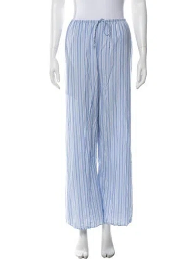 Pre-owned Doen Striped Wide Leg Pants In Blue
