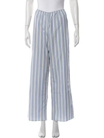 Pre-owned Doen Striped Wide Leg Pants In Blue/white