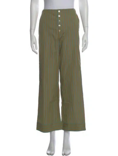 Pre-owned Doen Striped Wide Leg Pants In Green