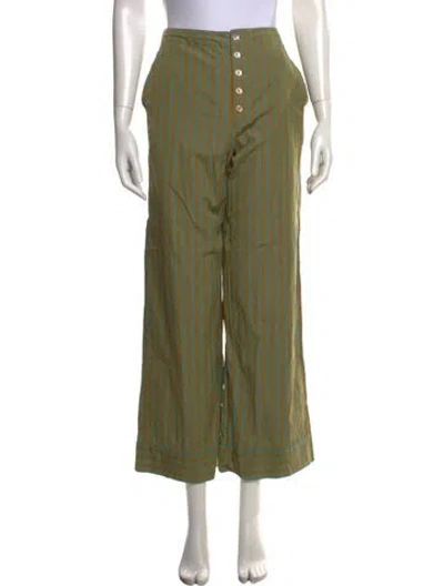 Pre-owned Doen Striped Wide Leg Pants In Green