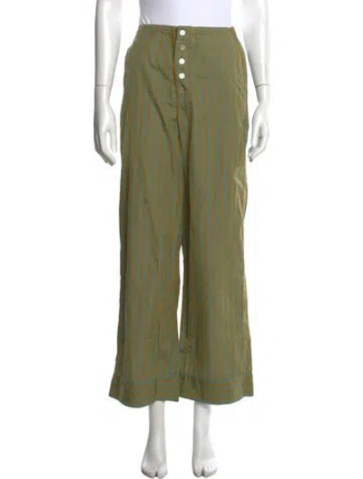 Pre-owned Doen Striped Wide Leg Pants In Green