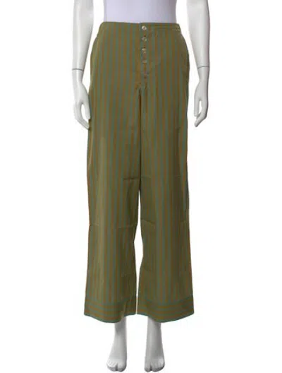 Pre-owned Doen Striped Wide Leg Pants In Green