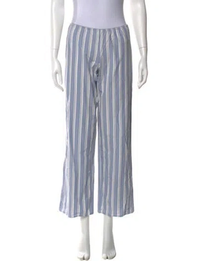Pre-owned Doen Striped Wide Leg Pants In White