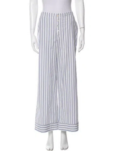 Pre-owned Doen Striped Wide Leg Pants In White