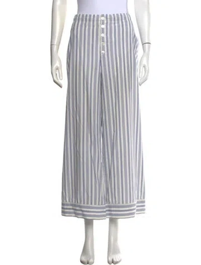 Pre-owned Doen Striped Wide Leg Pants In White