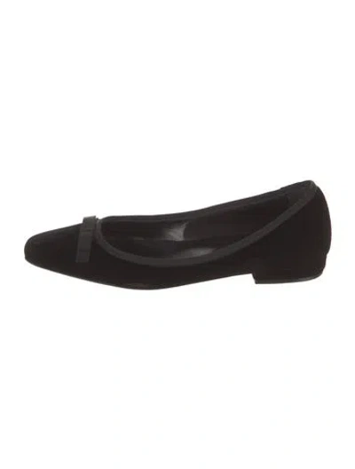 Pre-owned Doen Suede Ballet Flats In Black