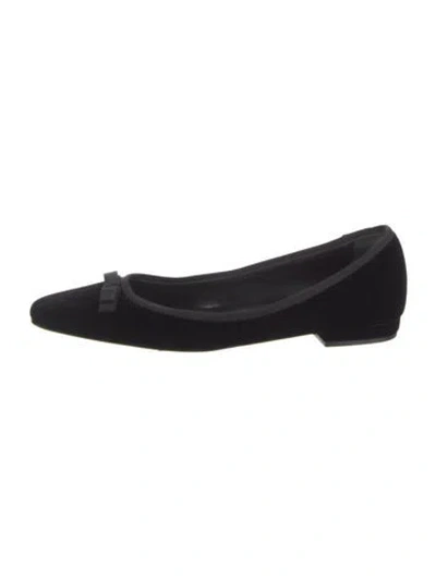 Pre-owned Doen Suede Ballet Flats In Black