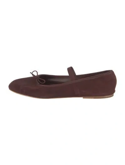 Pre-owned Doen Suede Ballet Flats In Burgundy