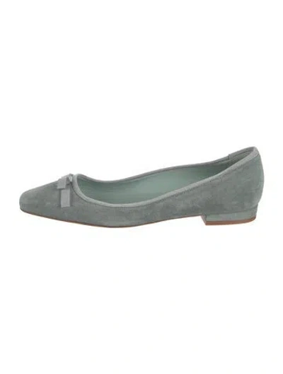 Pre-owned Doen Suede Ballet Flats In Green