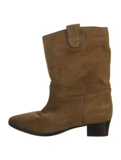 Pre-owned Doen Suede Boots In Green