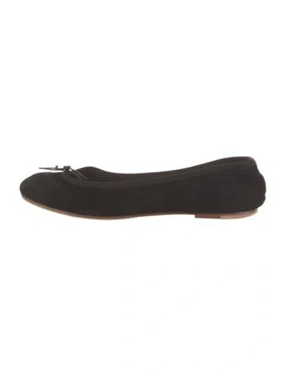 Pre-owned Doen Suede Bow Accents Flats In Black