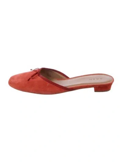 Pre-owned Doen Suede Bow Accents Mules In Red