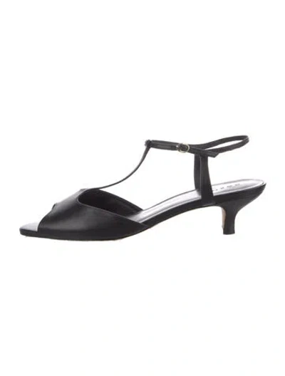 Pre-owned Doen Suede Bow Accents T-strap Pumps In Black